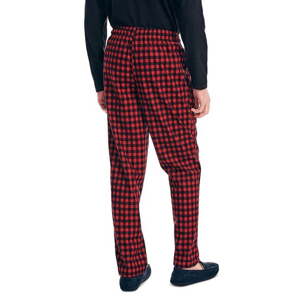 Nautica Men's Red/Black Checkered Fleece Classic Comfort Pajamas Pants Size L - Picture 2 of 4